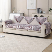 'Aura Petal Series' Quilted Sofa Mat Printed – Anti Slip (Boho Brown)