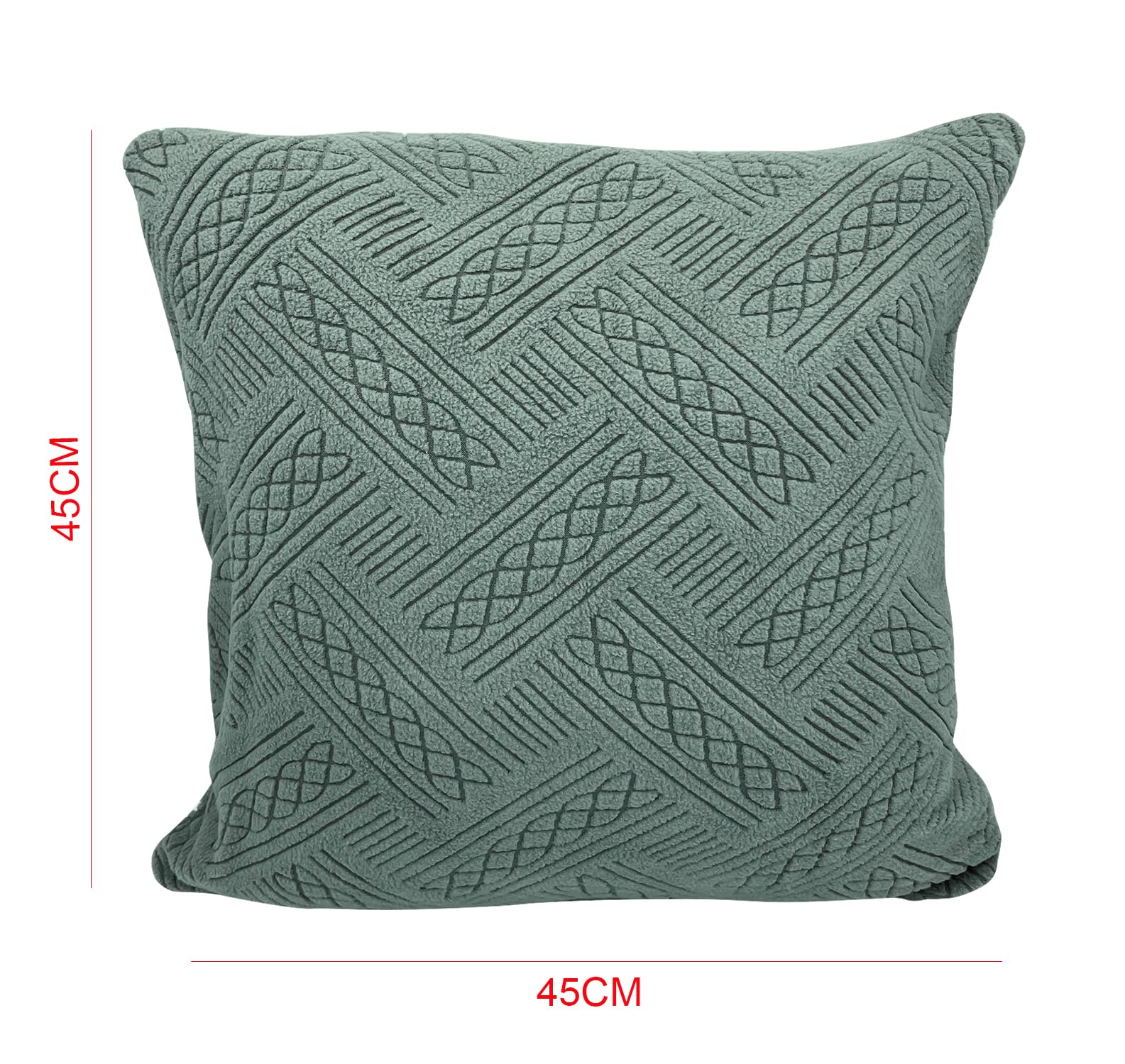 Jacquard Fabric Cushion Cover With Zipper (Green, 45 x 45 cm)