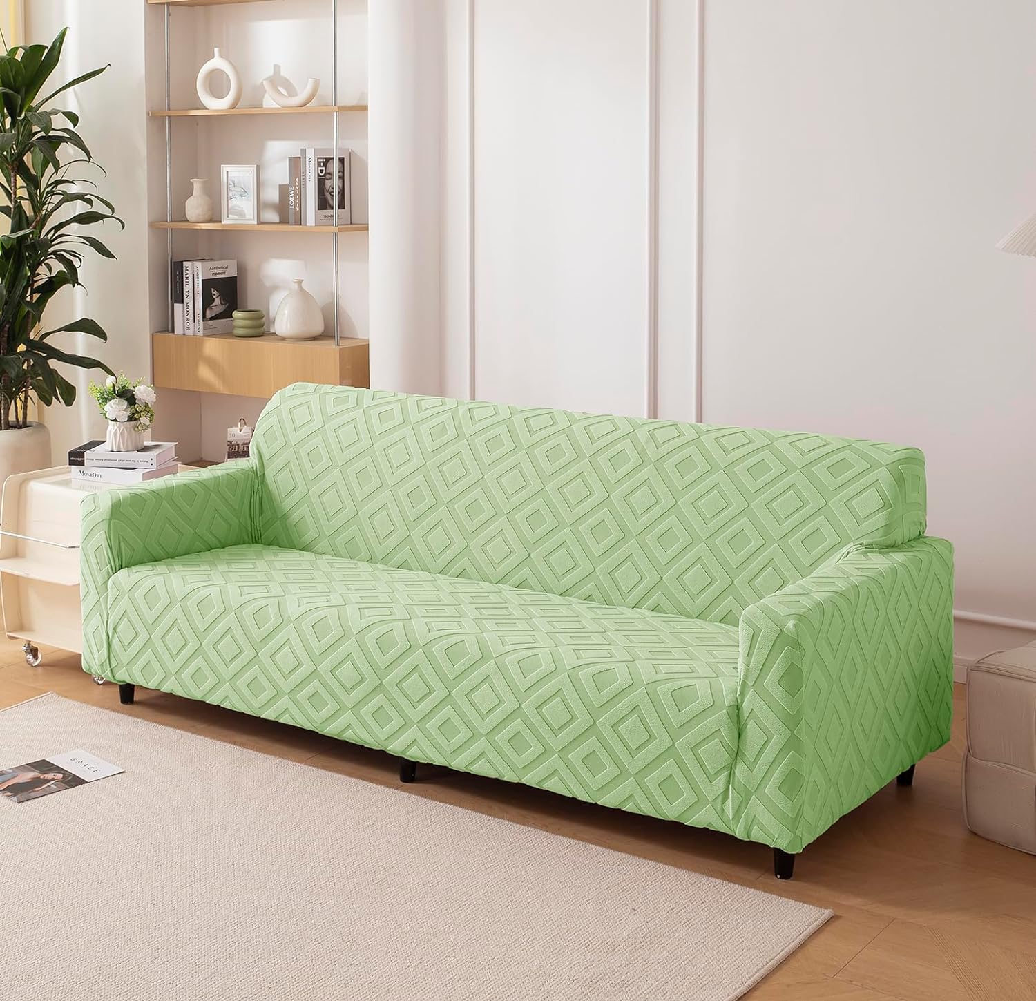 Jacquard Fabric Diamond Texture Sofa Cover 220 GSM (Green)