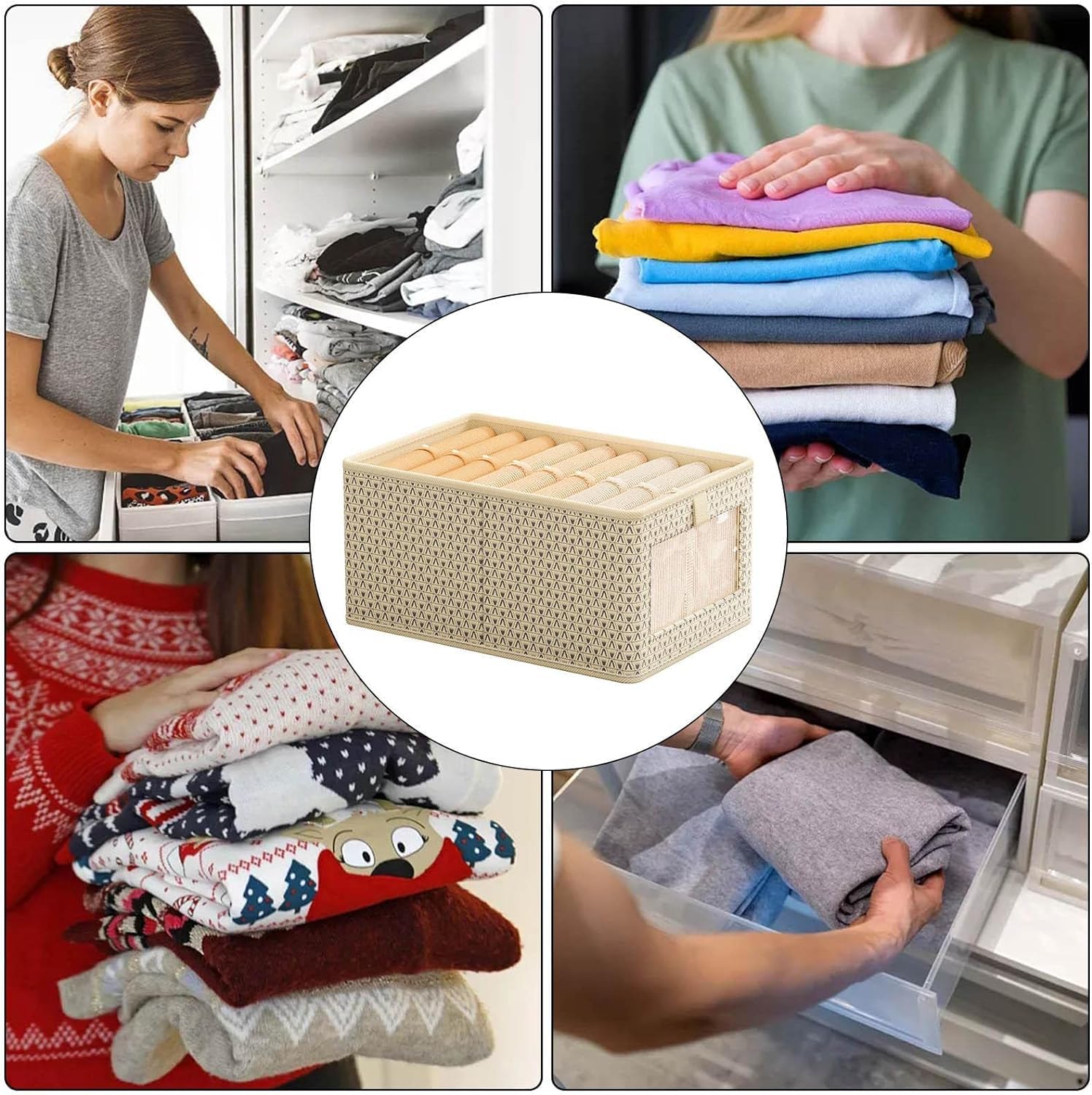 Durable and Versatile Closet Organizers-Beige Print