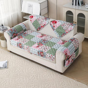 'Aura Petal Series' Quilted Sofa Mat Printed – Anti Slip (Flora Jade)