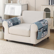 'Aura Petal Series' Quilted Sofa Mat Printed – Anti Slip (Paisley Blue)