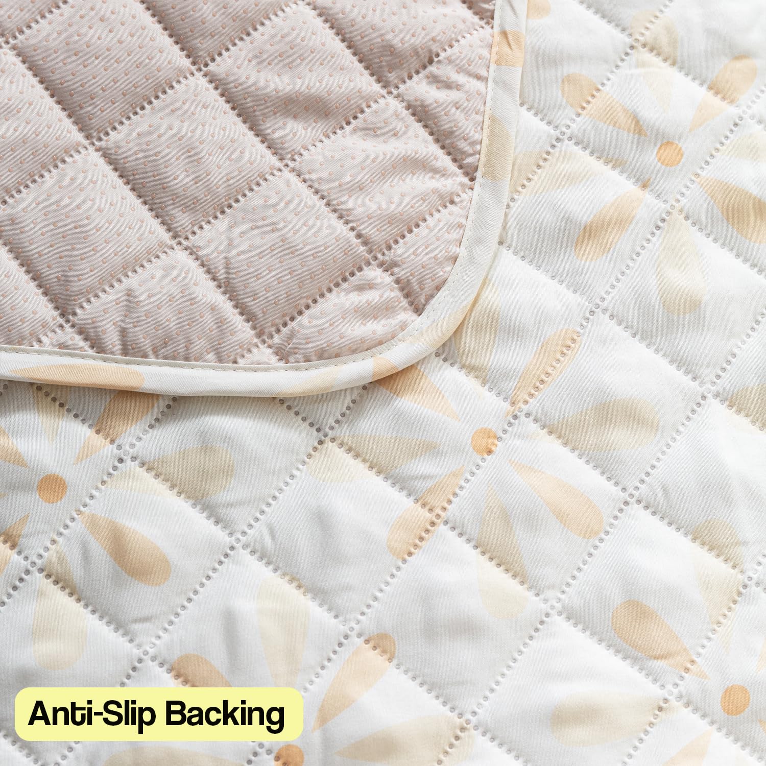 Printed Quilted Sofa Cover for 1/2/3/4 Seater Anti-Slip- Sunny Bloom