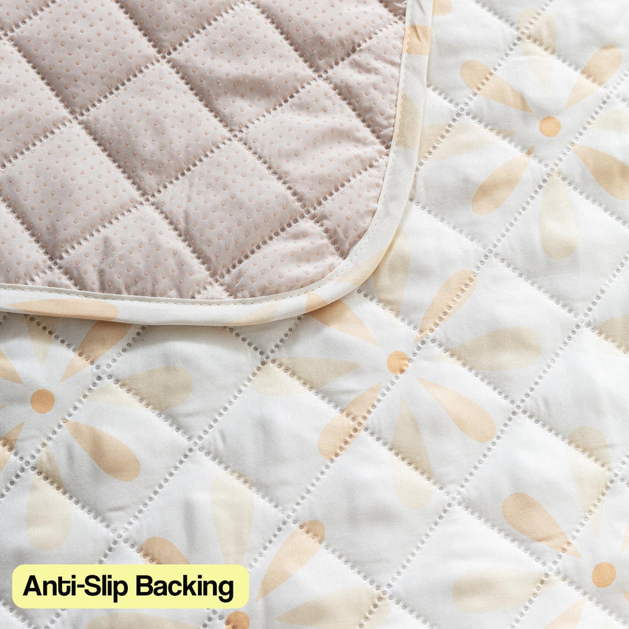 Printed Quilted Sofa Cover for 1/2/3/4 Seater Anti-Slip- Sunny Bloom