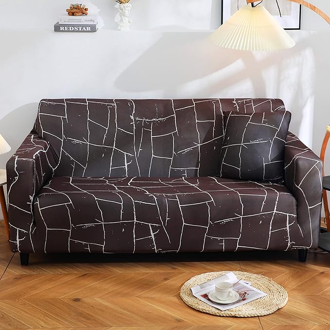 Polyester Spandex Printed Sofa Cover (Stone Grey)
