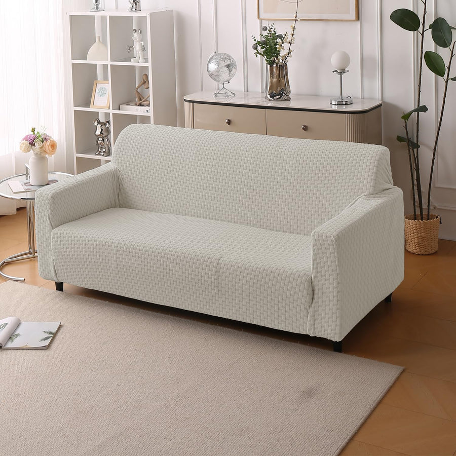 Elegant Jacquard Fabric 220 GSM Sofa Cover – Ultra Soft Stretchable (Grey)