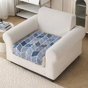 'Aura Petal Series' Quilted Sofa Mat Printed – Anti Slip (Hexa Blue)