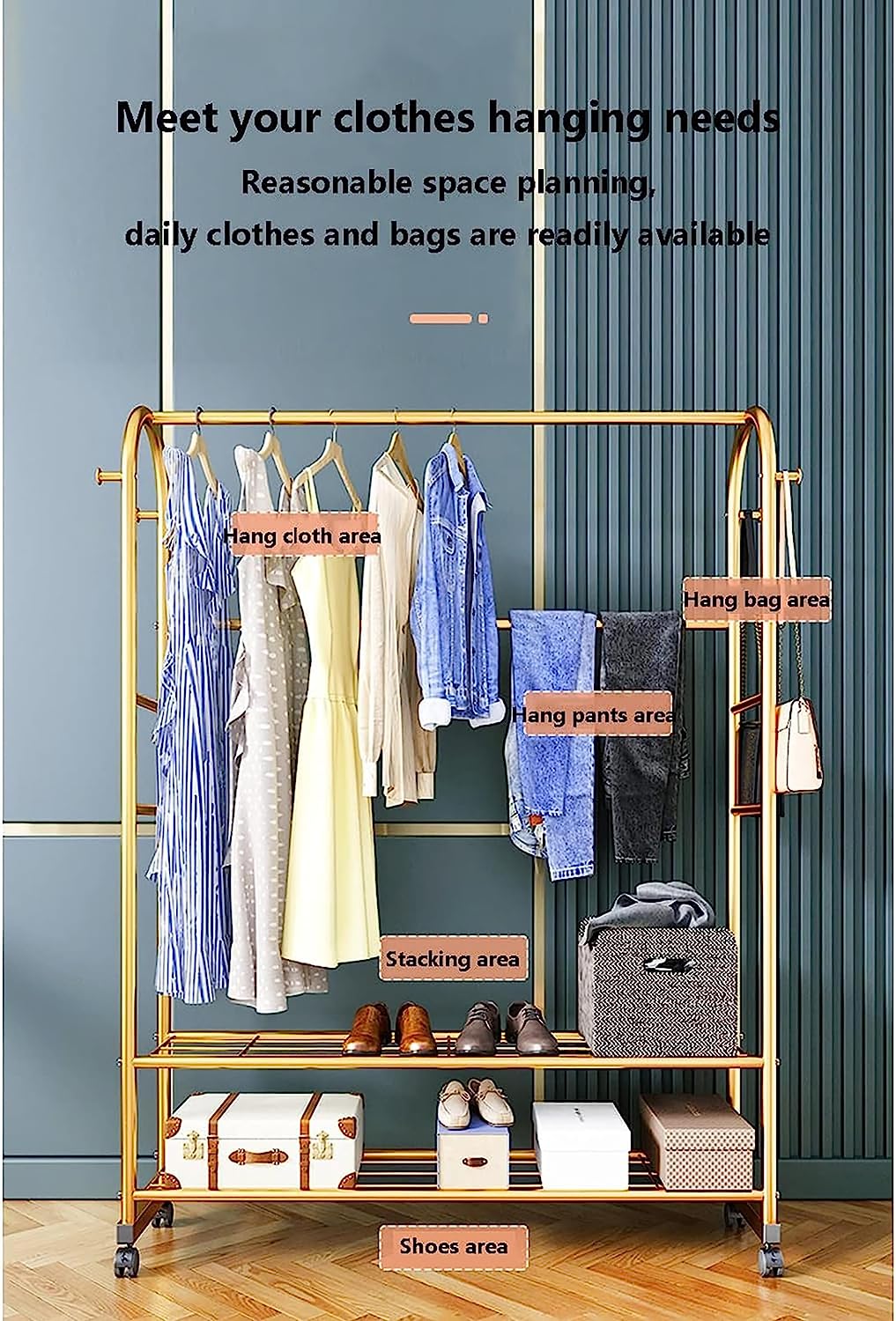 Garment Coat Rack with Wheels House of quirk