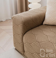 Universal Jacquard Leaf Texture Fabric Sofa Cover (Camel)