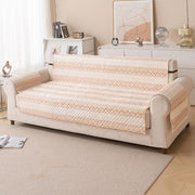 Quilted Printed Sofa Cover for Indian Sofa Set – Washable, Durable & Soft (Beige Loop)