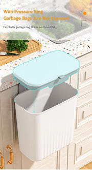 Hanging Kitchen Trash Can With Lid Hanging Wall Storage Bucket (7 lItre, White)