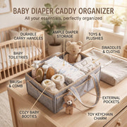 Foldable Baby Diaper Caddy with Divider - Grey