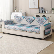 'Aura Petal Series' Quilted Sofa Mat Printed – Anti Slip (Boho Green)