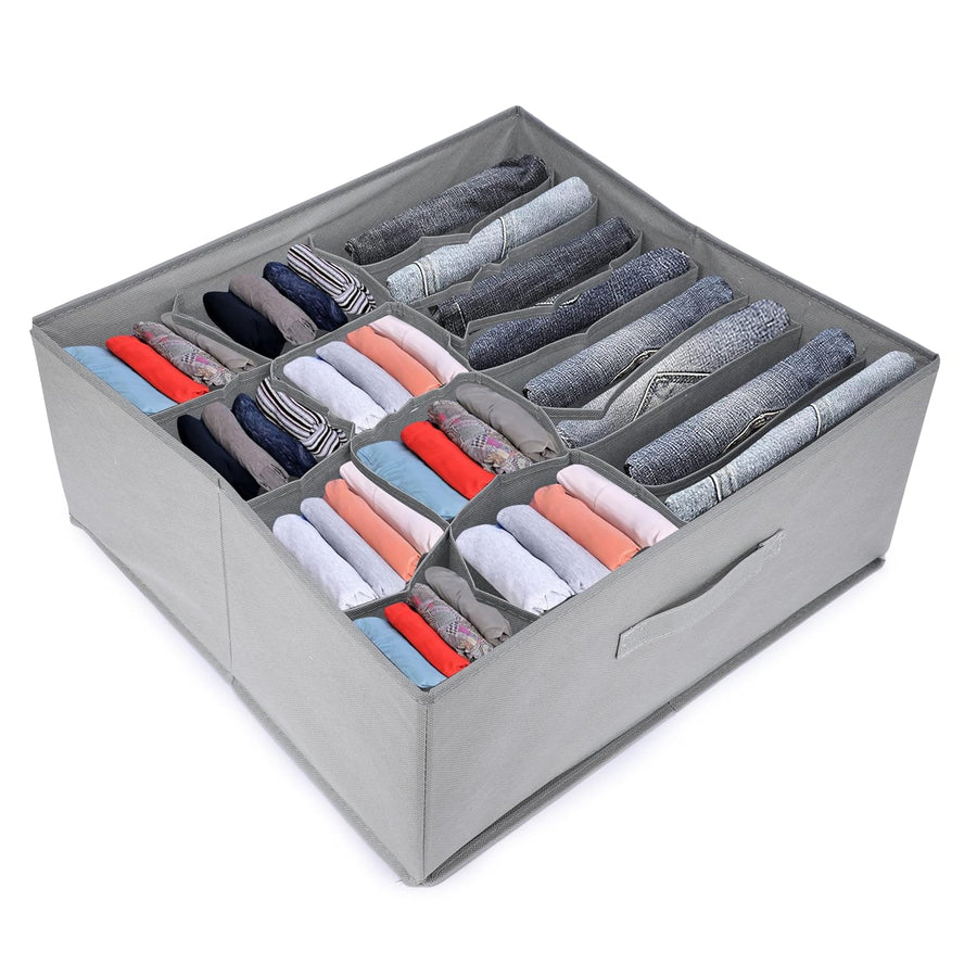 16 Cells Foldable Storage Box Drawer Divider Organizer (Grey)