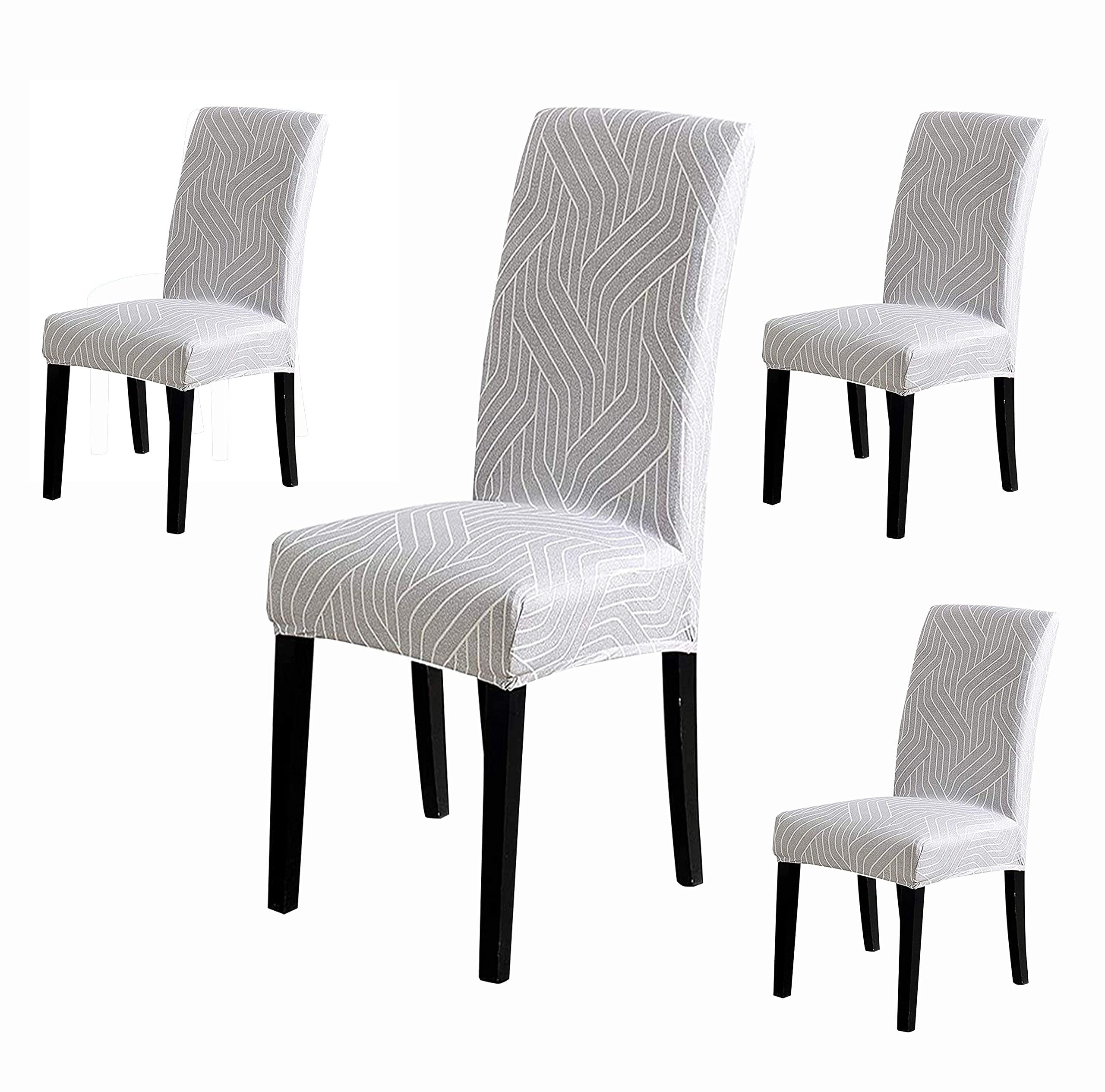 Polyester Spandex Printed Chair Cover Slipcover (Complex Grey)