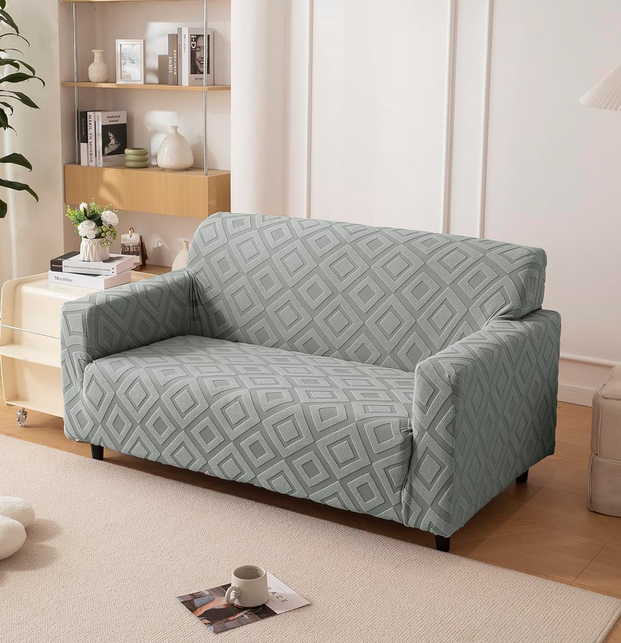 Jacquard Fabric Diamond Texture Sofa Cover 220 GSM (Stone)