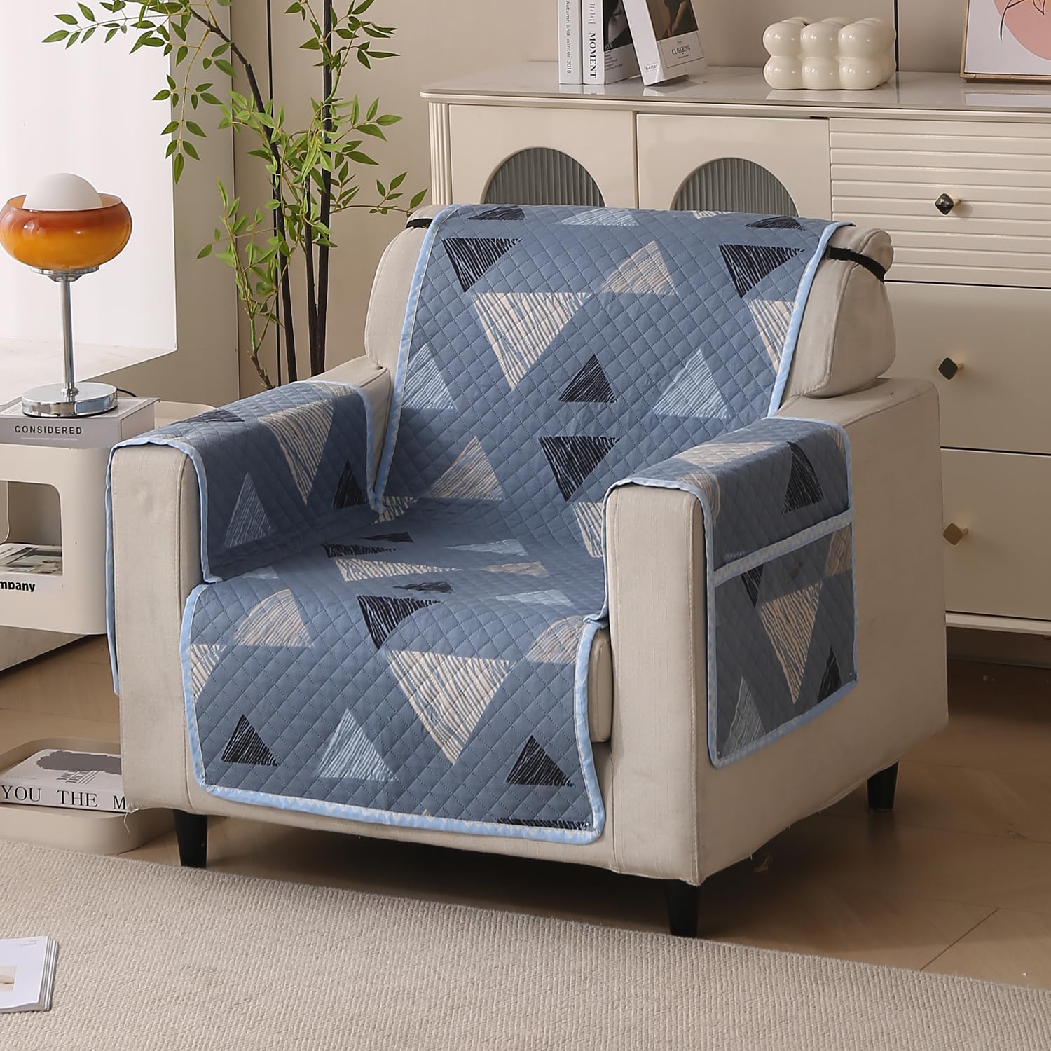 Polyester Sofa Cover Mat Reversible Couch Protector-Blue Stone