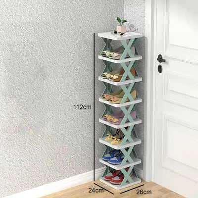 8 Tier Shoes Storage Cabinet for Saving Space-Green