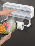 3-in-1 Magnetic Wrap Dispenser & Cutter – Aluminum Foil, Plastic Wrap & Paper Towel Organizer