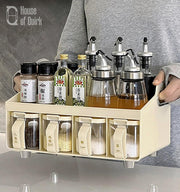 Kitchen Accessories Organizer Set Jar & Spice Racks (Beige)