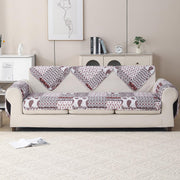 'Aura Petal Series' Quilted Sofa Mat Printed – Anti Slip (Boho Brown)