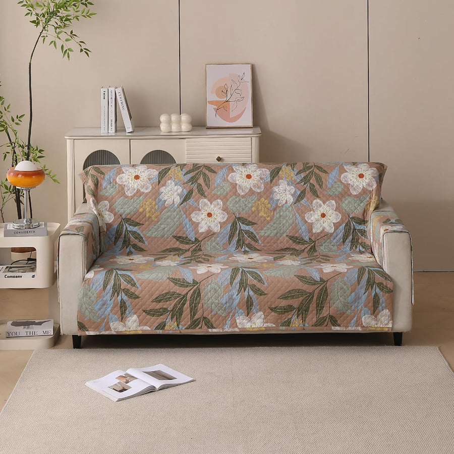 Polyester Sofa Cover Mat Reversible Couch Protector-Beige Botanica