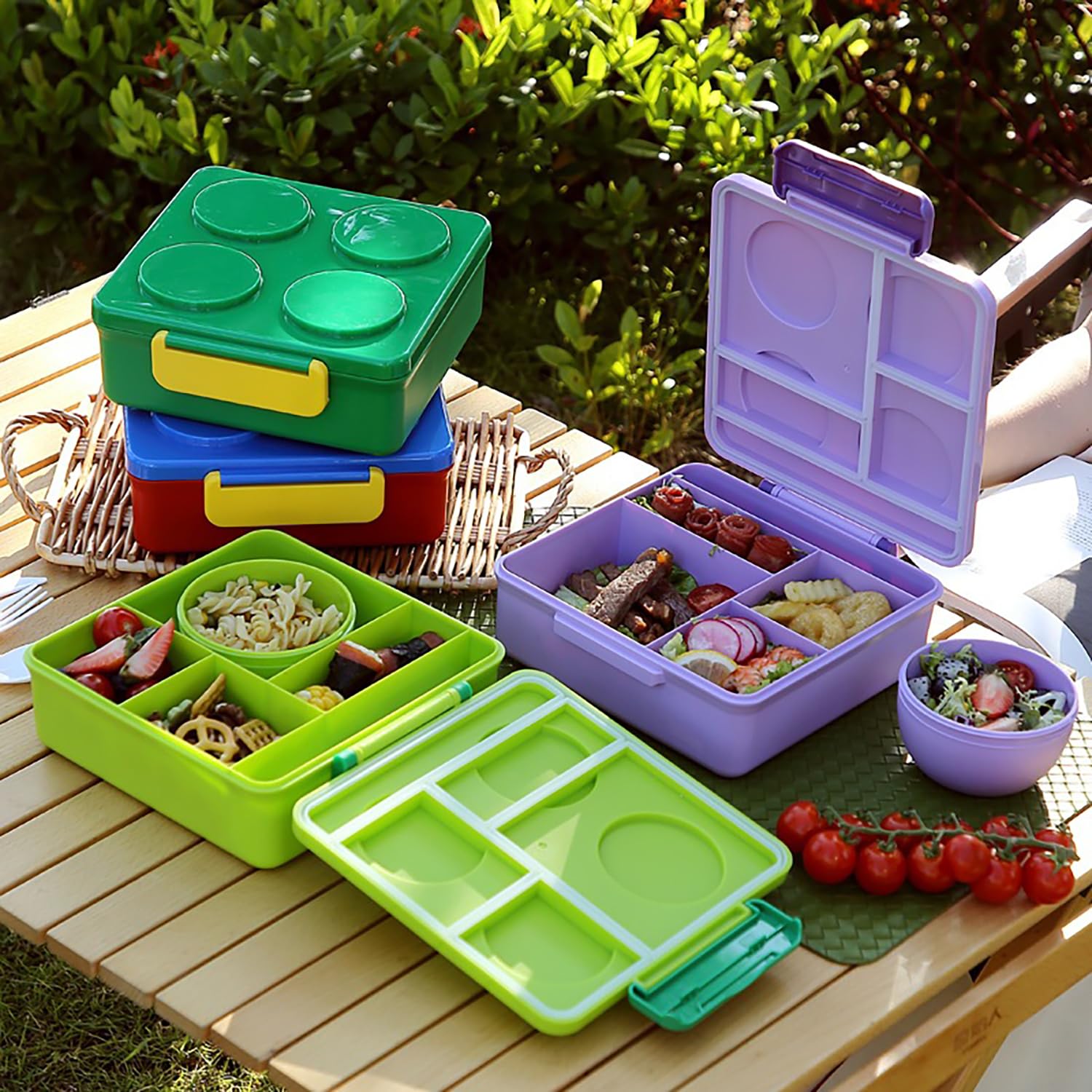 1800ml Building Block Bento Lunch Box with 300ml Bowl & 3 Compartments