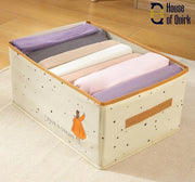 Non-Woven Clothes Storage Box Drawer Divider Basket (Beige Print)