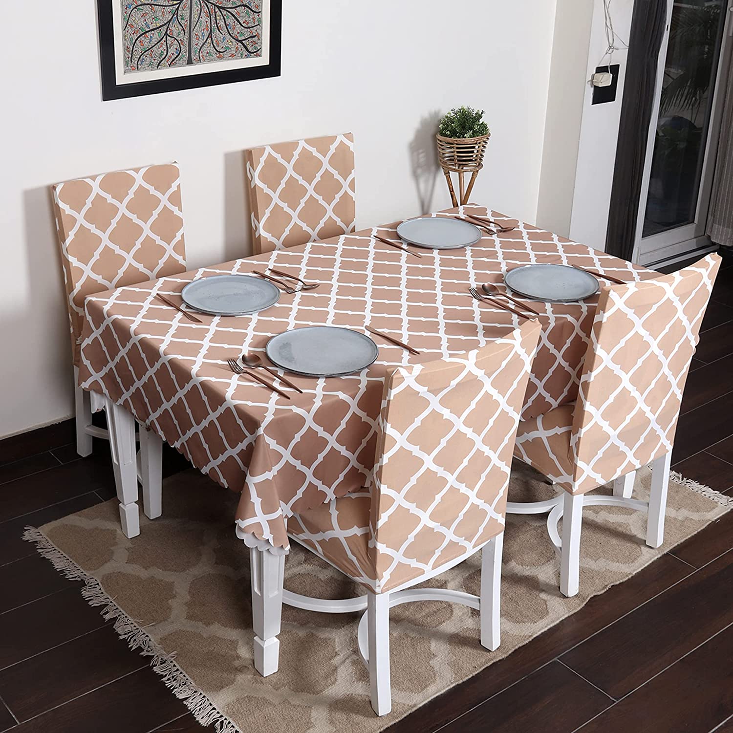 Dining Table Cover waterproof (140X180 CM, 1 Table Cover only)