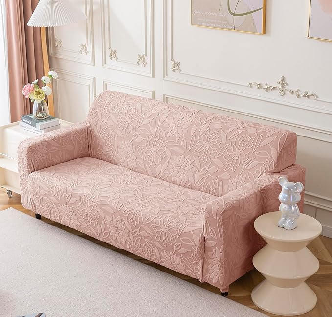 Universal Jacquard Waterproof Camellia Fabric Sofa Cover (Pink)
