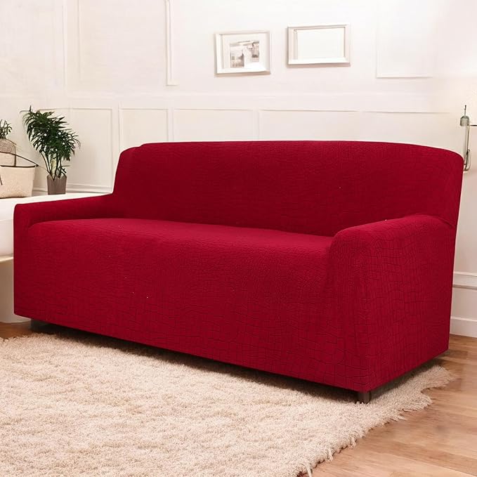 Universal Crocodile Texture Jacquard Fabric Sofa Cover (Wine)