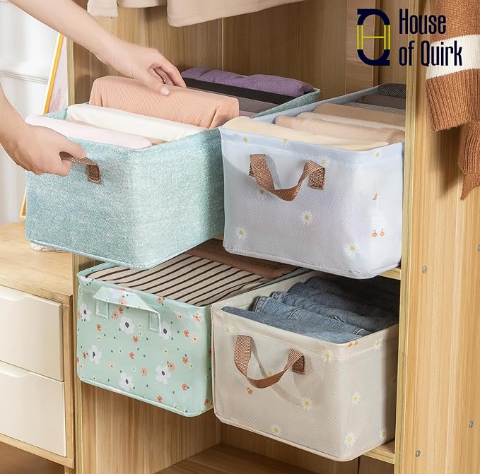 Wardrobe Organizer With Metal Frame Foldable Storage Box (Beige Duck)