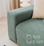 Universal Jacquard Leaf Texture Fabric Sofa Cover (Green)