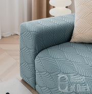 Universal Jacquard Leaf Texture Fabric Sofa Cover(Light Blue)