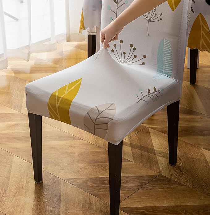 Dining Table Cover Chair Covers (Yellow Autumn, 1 Table Cover + 6 Chair Cover)