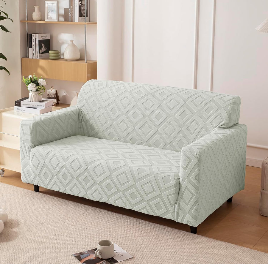 Jacquard Fabric Diamond Texture Sofa Cover 220 GSM (Smoke)