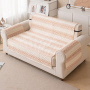 Quilted Printed Sofa Cover for Indian Sofa Set – Washable, Durable & Soft (Beige Loop)