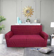 Jacquard Damask Sofa Slipcovers (Maroon)
