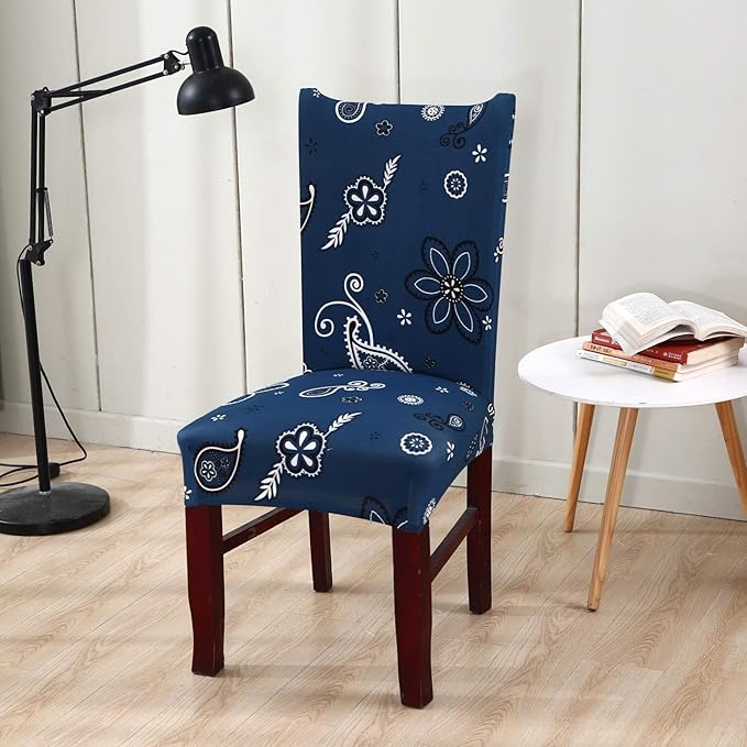Polyester Elastic Stretch Removable Washable (Dark Blue Paisley)