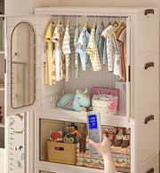 1-Layer Wardrobe with Multi Layer Folding Storage Box - White