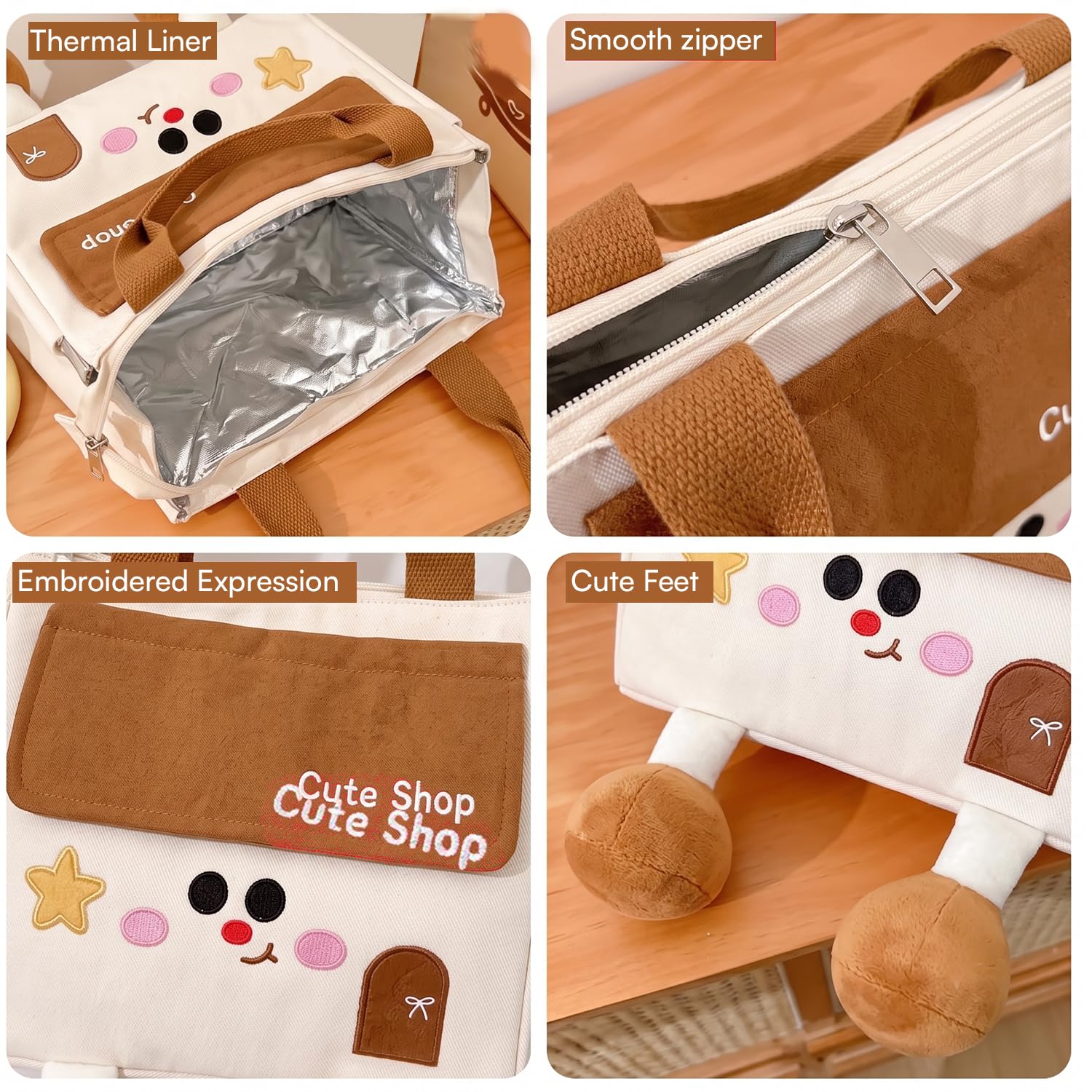 3D Leg Insulated Lunch Bag, Cute Thermal Lunch Tote, Large Capacity Meal Bag