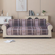 Gulnaar Series Anti-Slip Sofa Cover Mat with Pocket – Polyester Couch Protector(Warm Checks)
