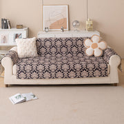 Quilted Printed Sofa Cover for Indian Sofa Set – Washable (Black Motif)