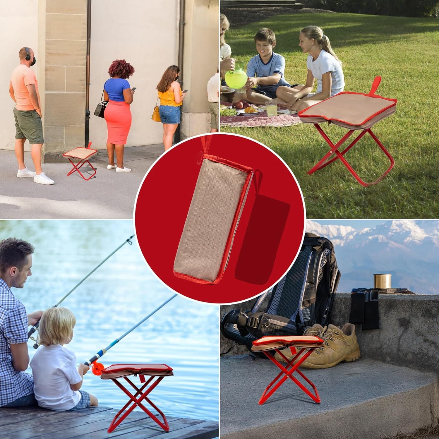 Lightweight Folding Camping Stool with Carry Bag – 10" Portable Outdoor Seat"