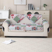 'Aura Petal Series' Quilted Sofa Mat Printed – Anti Slip (Flora Jade)