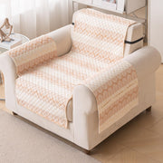 Quilted Printed Sofa Cover for Indian Sofa Set – Washable, Durable & Soft (Beige Loop)