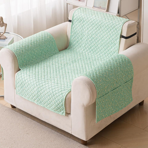 Quilted Printed Sofa Cover for Indian Sofa Set – Washable (Green Autumn)
