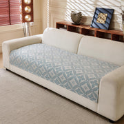 Lumen Series Chenille Jacquard Couch Cover – Quilted Non-Slip Washable Sofa (Blue)