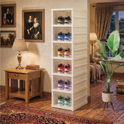6-Layer Foldable & Stackable Shoe Cabinet with Transparent Front Door (Transparent)