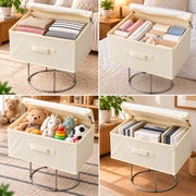 Linen Storage Box with Zipper - Off-White